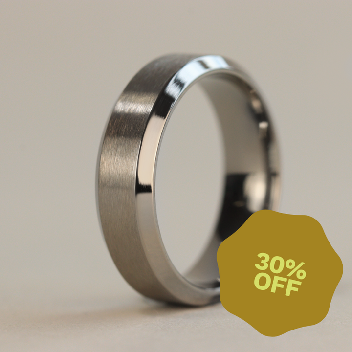 Titanium Bevelled Edge Wedding Ring - The Crookes Valley Titanium Rings