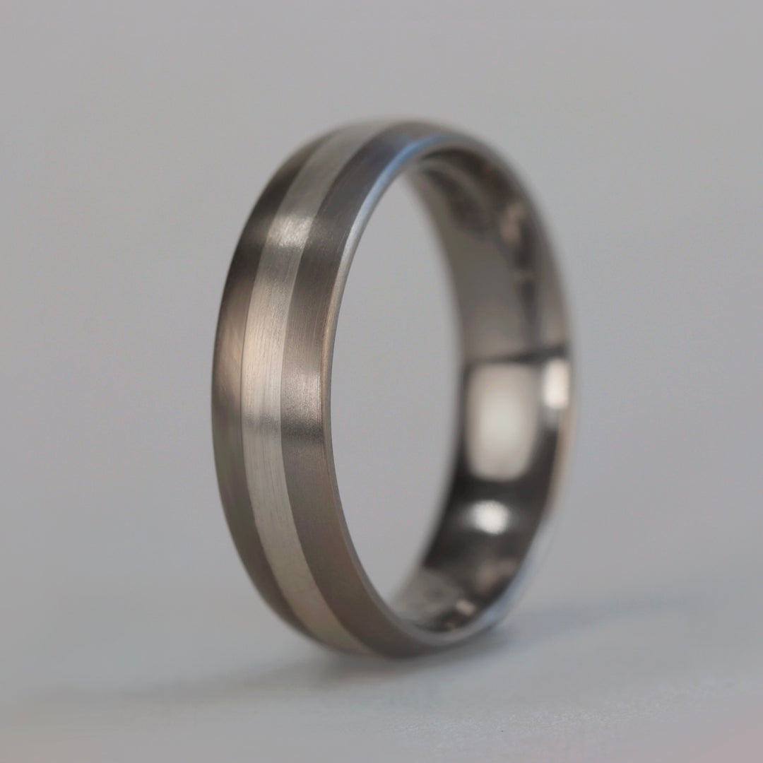 Titanium & Silver Inlay Wedding Ring - The Derwent - Made-to-Order Titanium Rings