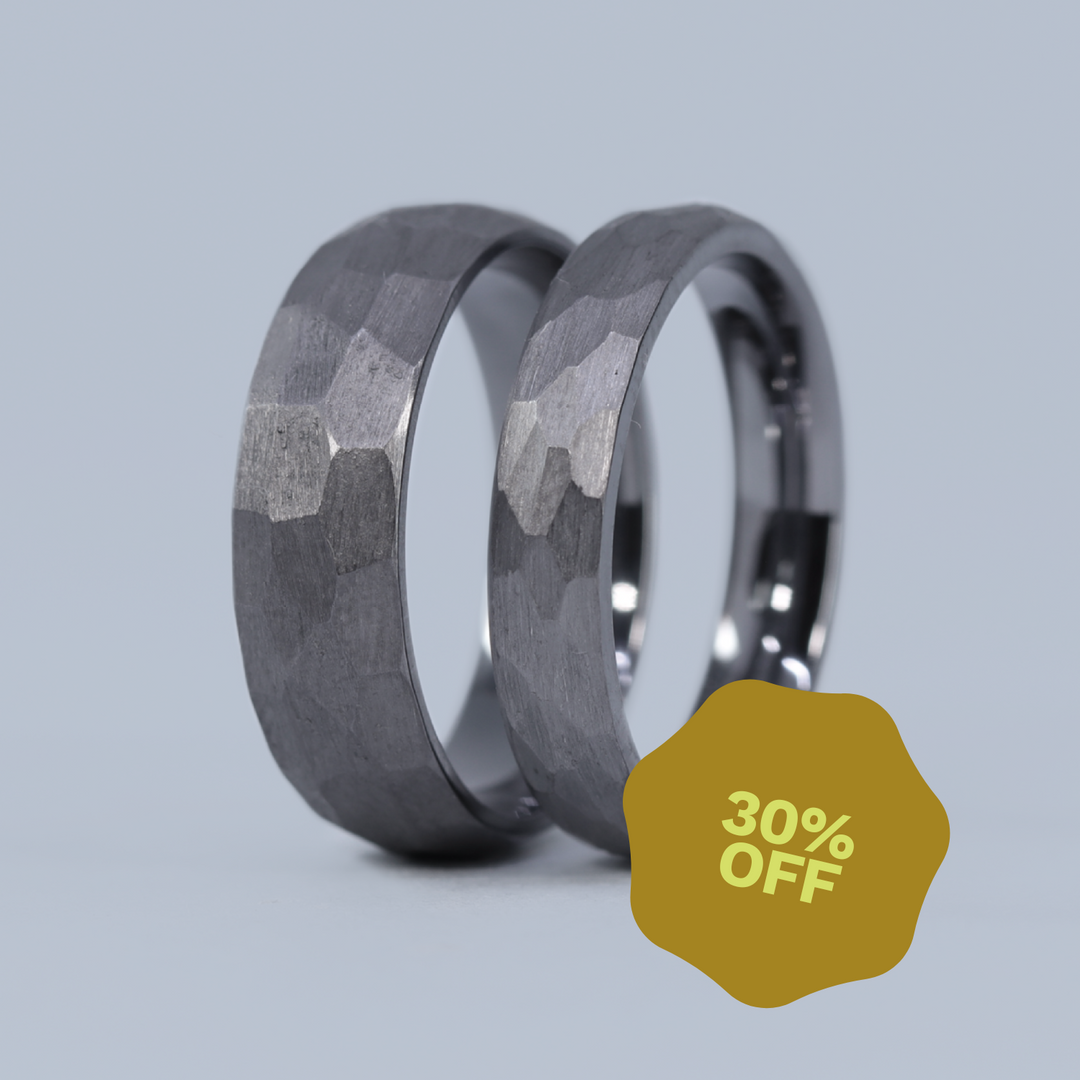 Wedding Ring Set - Rivelin Valley - Hammered Effect Tantalum Wedding Rings Wedding Ring Sets