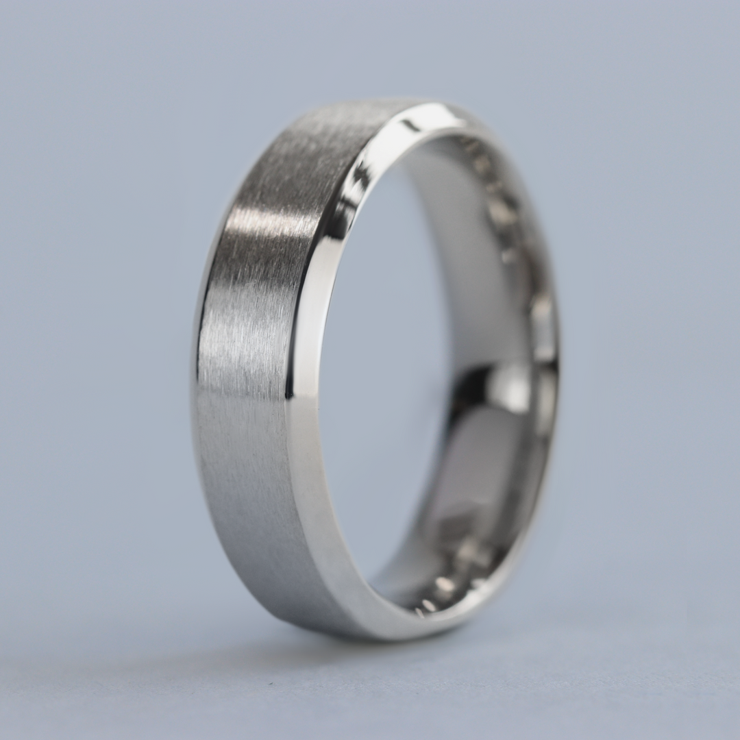 Stainless Steel Bevelled Edge Wedding Ring - The Crookes Valley Stainless Steel Rings