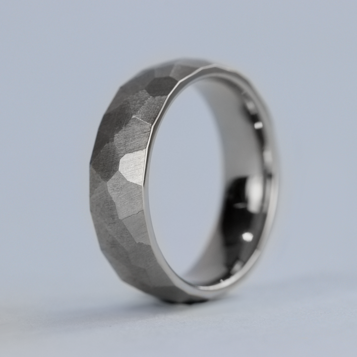 Stainless Steel Hammered Effect Wedding Ring - The Rivelin Valley Stainless Steel Rings