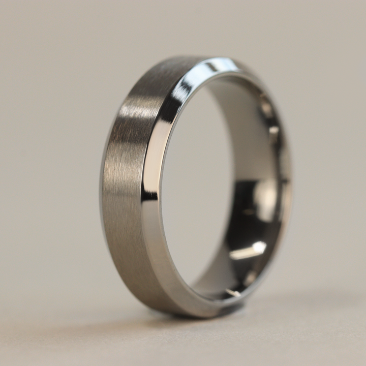 Titanium Bevelled Edge Wedding Ring - The Crookes Valley Titanium Rings