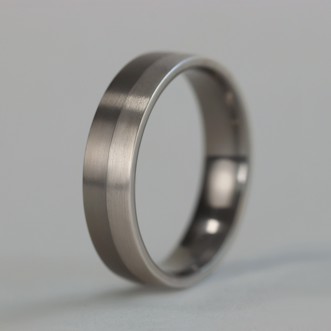 Titanium & Silver Edge Wedding Ring - The Kelham - Made-to-Order Titanium Rings