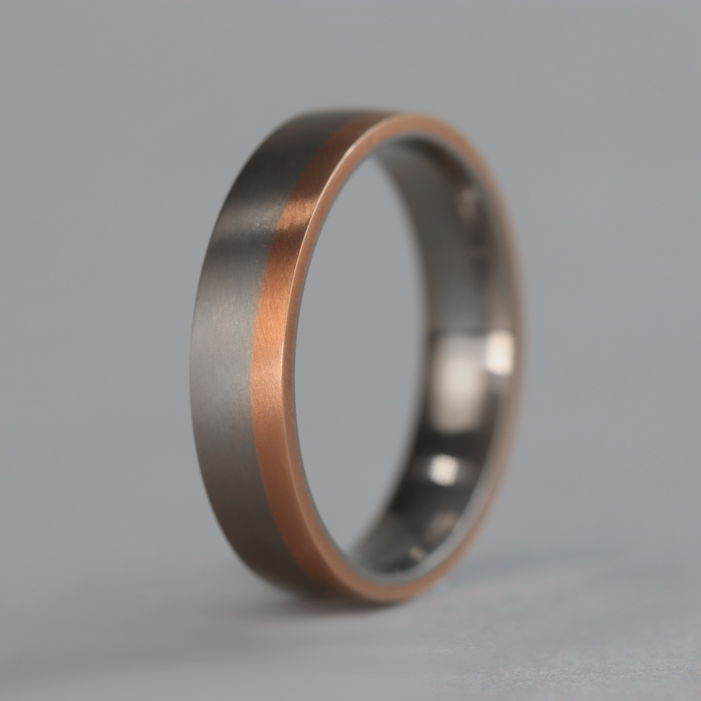 Titanium & Gold Edge Wedding Ring - The Howden - Made-to-Order Titanium Rings