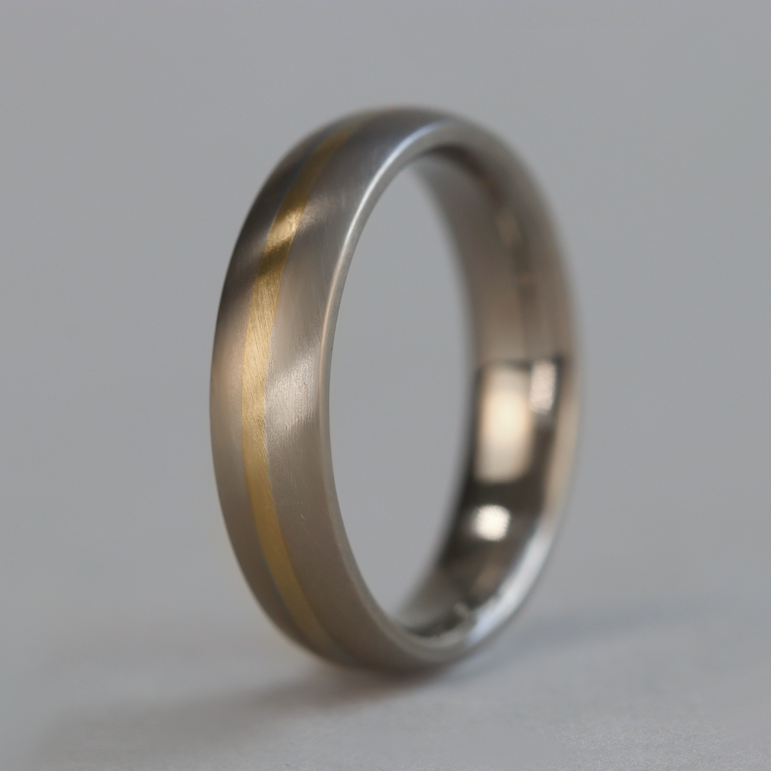 Titanium & Gold Inlay Wedding Ring - The Derwent - Made-to-Order Titanium Rings