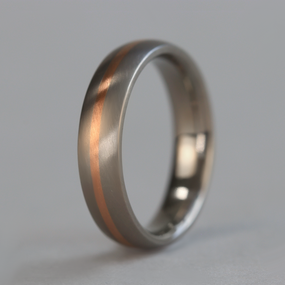 Titanium & Gold Inlay Wedding Ring - The Derwent - Made-to-Order Titanium Rings