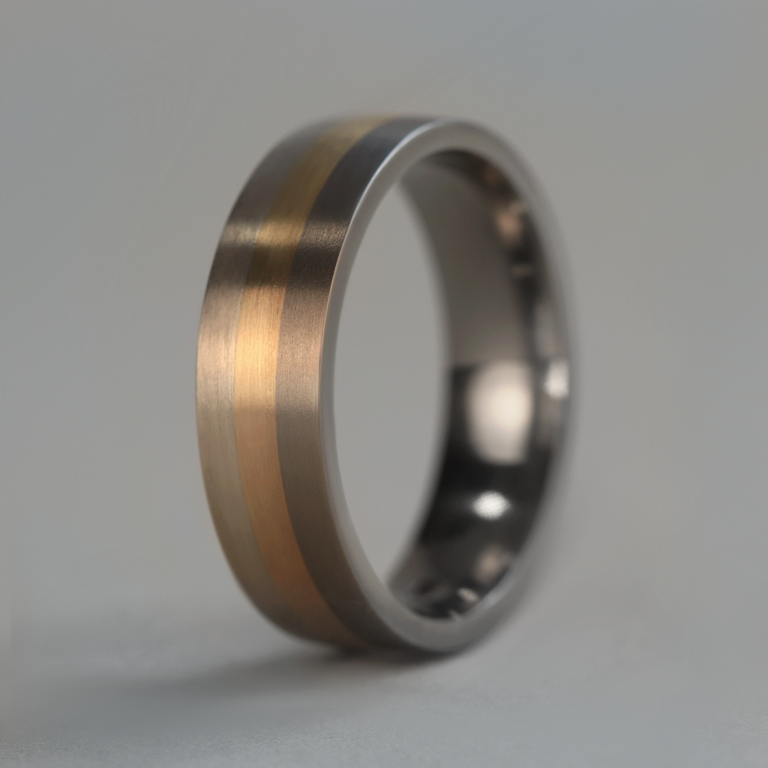 Titanium, Gold & Silver Tri-Colour Wedding Ring - The Hope Valley - Made-to-Order Titanium Rings