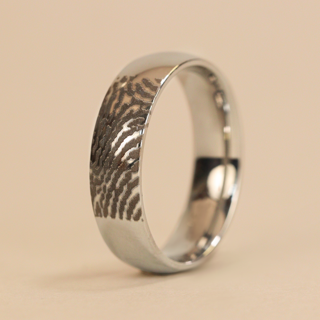 Titanium Personalised Fingerprint Wedding Ring - The Ruskin 2.0 Titanium Rings
