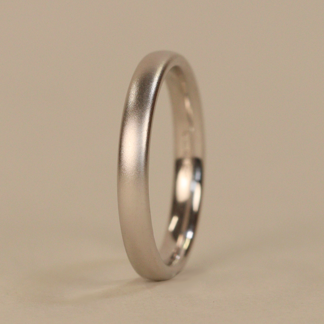 Gold or Platinum Slim Brushed Wedding Ring - The Winter Gardens - Made-to-Order Precious Metal Rings