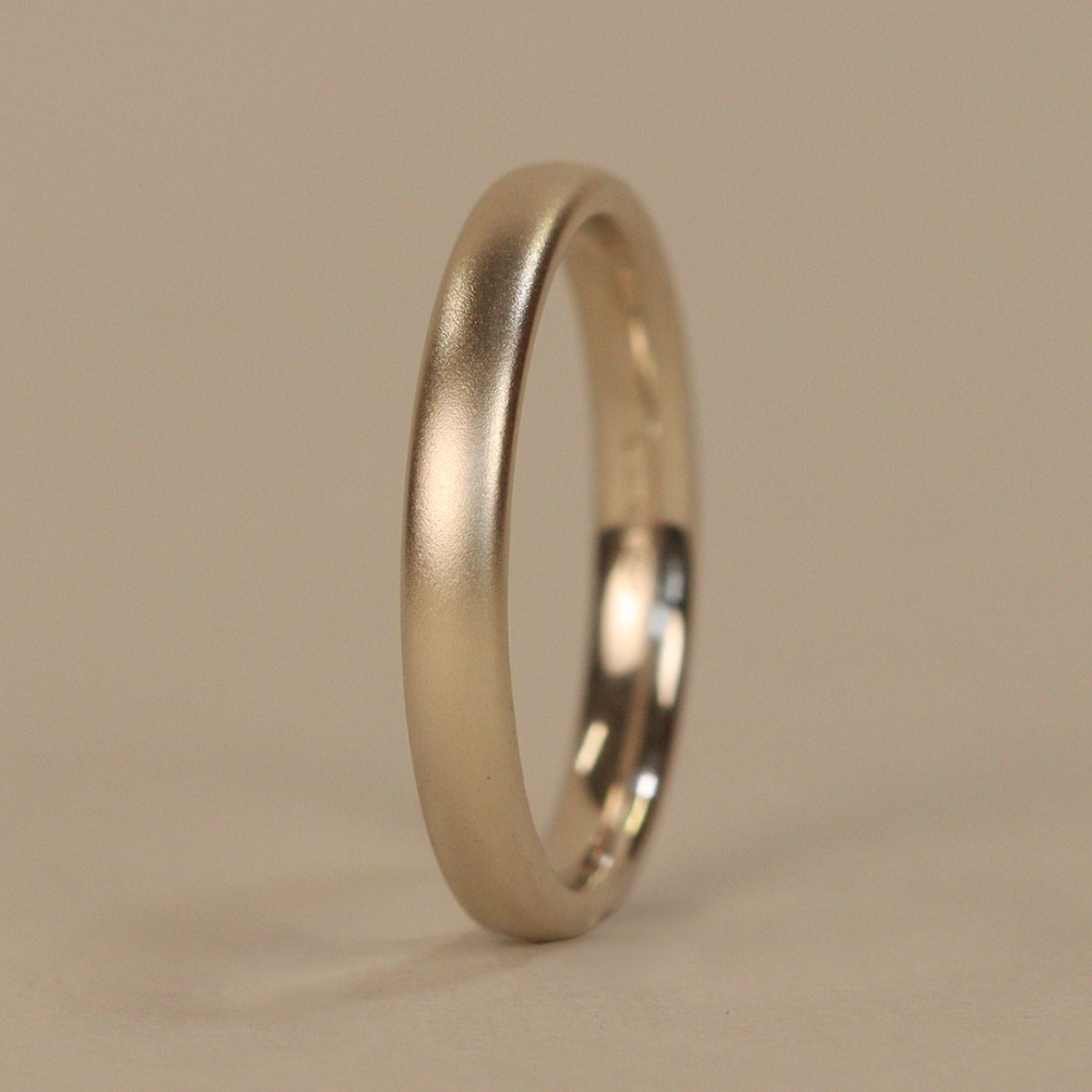 Gold or Platinum Slim Brushed Wedding Ring - The Winter Gardens - Made-to-Order Precious Metal Rings