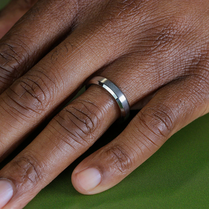 Stainless Steel Bevelled Edge Wedding Ring - The Crookes Valley Stainless Steel Rings