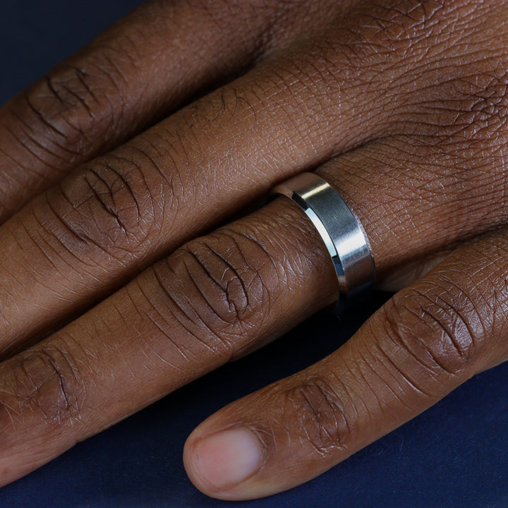 Stainless Steel Bevelled Edge Wedding Ring - The Crookes Valley Stainless Steel Rings