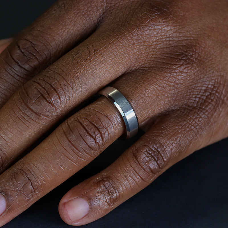 Stainless Steel Bevelled Edge Wedding Ring - The Crookes Valley Stainless Steel Rings