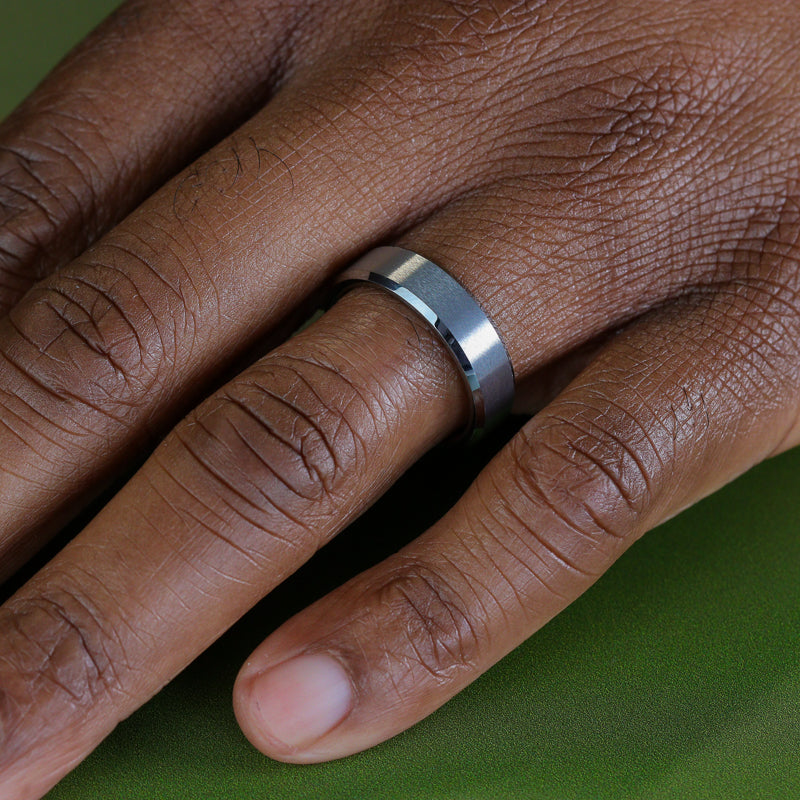 Titanium Bevelled Edge Wedding Ring - The Crookes Valley Titanium Rings