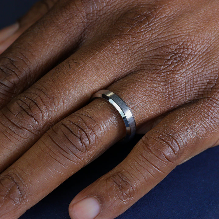Titanium Bevelled Edge Wedding Ring - The Crookes Valley Titanium Rings