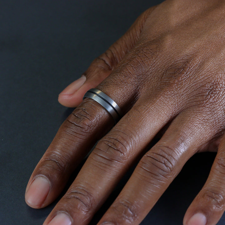 Titanium Black Channel Brushed Wedding Ring - The Greystones - Made-to-Order Titanium Rings