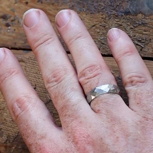 Stainless Steel Hammered Effect Wedding Ring - The Rivelin Valley Stainless Steel Rings