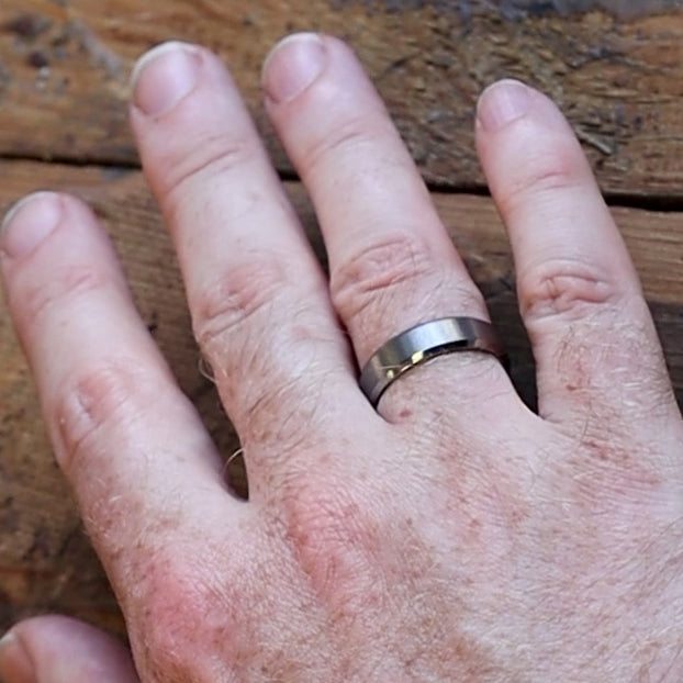 Tungsten Bevelled Edge Wedding Ring - The Crookes Valley Tungsten Rings