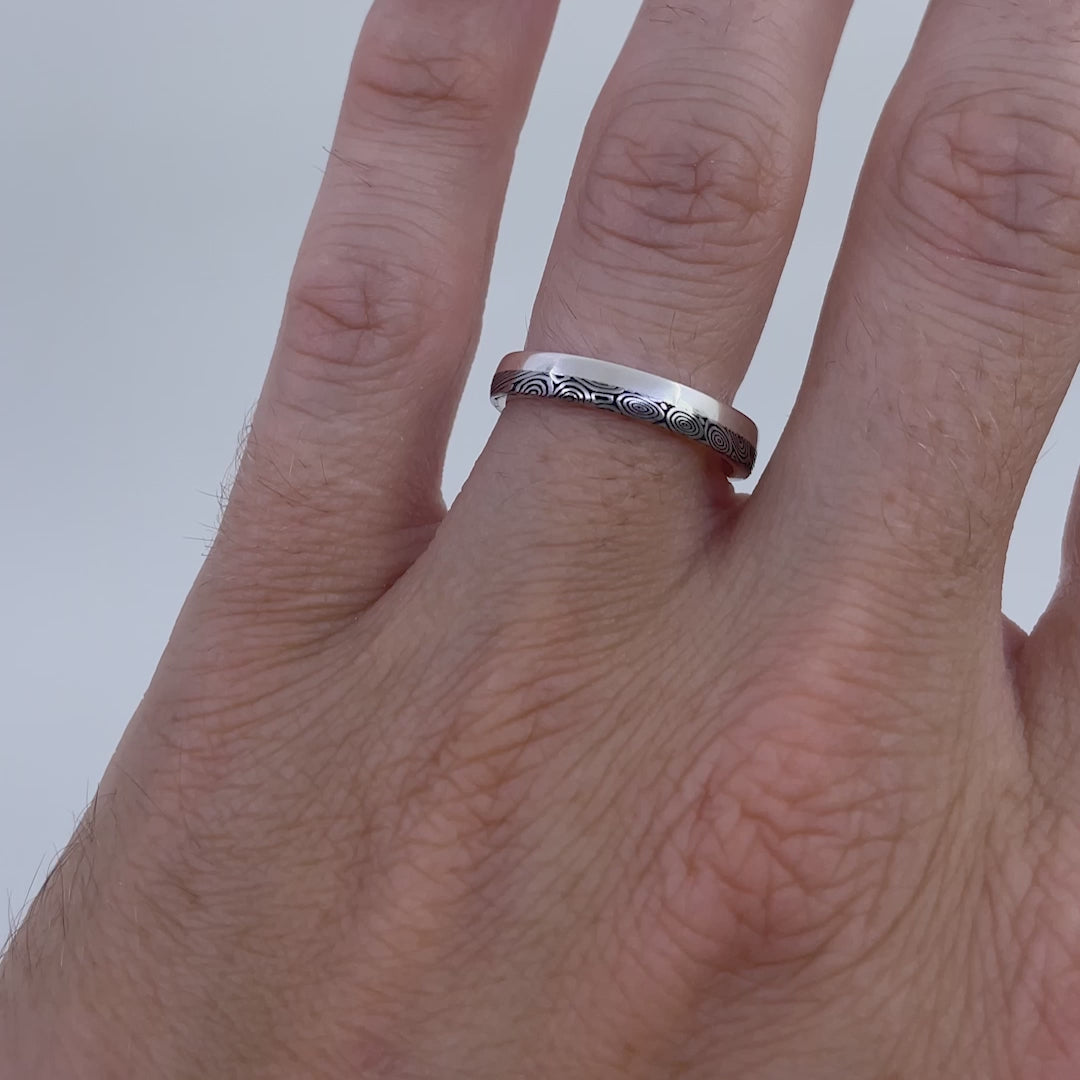 Damascus Steel & Silver Edge Wedding Ring - The Bamford Edge Ring - Made-to-Order Stainless Steel Rings