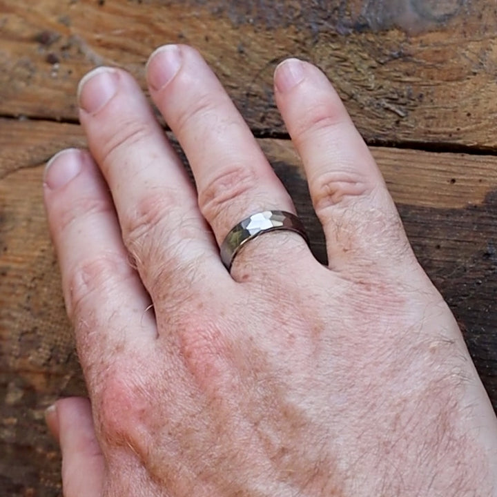 Tungsten Hammered Effect Wedding Ring - The Rivelin Valley Tungsten Rings