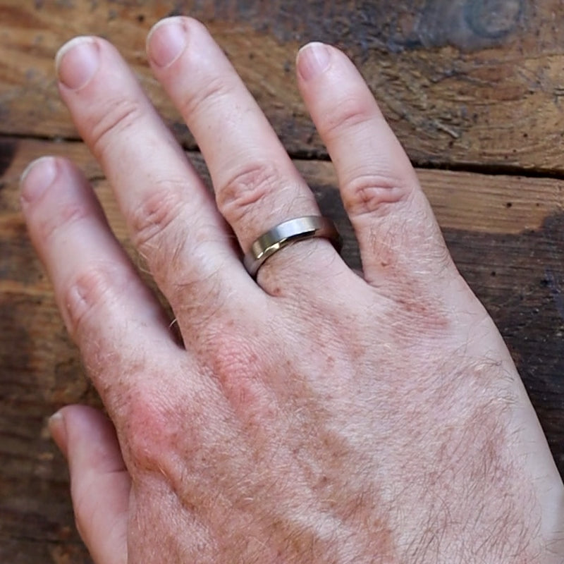 Stainless Steel Bevelled Edge Wedding Ring - The Crookes Valley Stainless Steel Rings