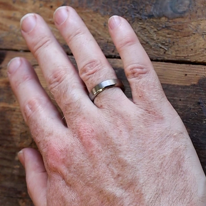 Stainless Steel Bevelled Edge Wedding Ring - The Crookes Valley Stainless Steel Rings