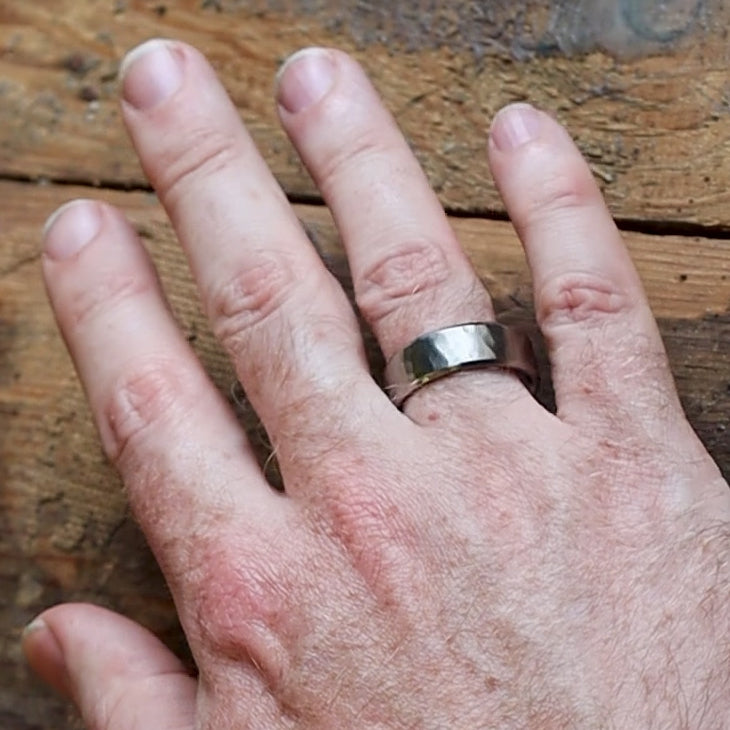 Titanium Hammered Wide 8.0mm Wedding Ring - The Stanage Edge - Made-to-Order Titanium Rings