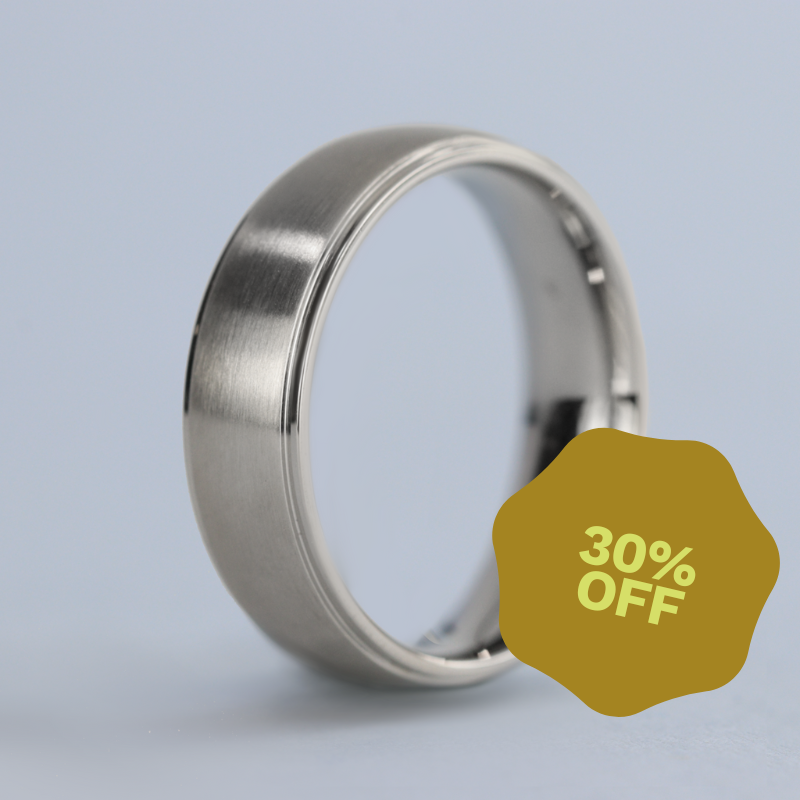 Stainless Steel Brushed Centre Wedding Ring - The Devonshire Green Stainless Steel Rings