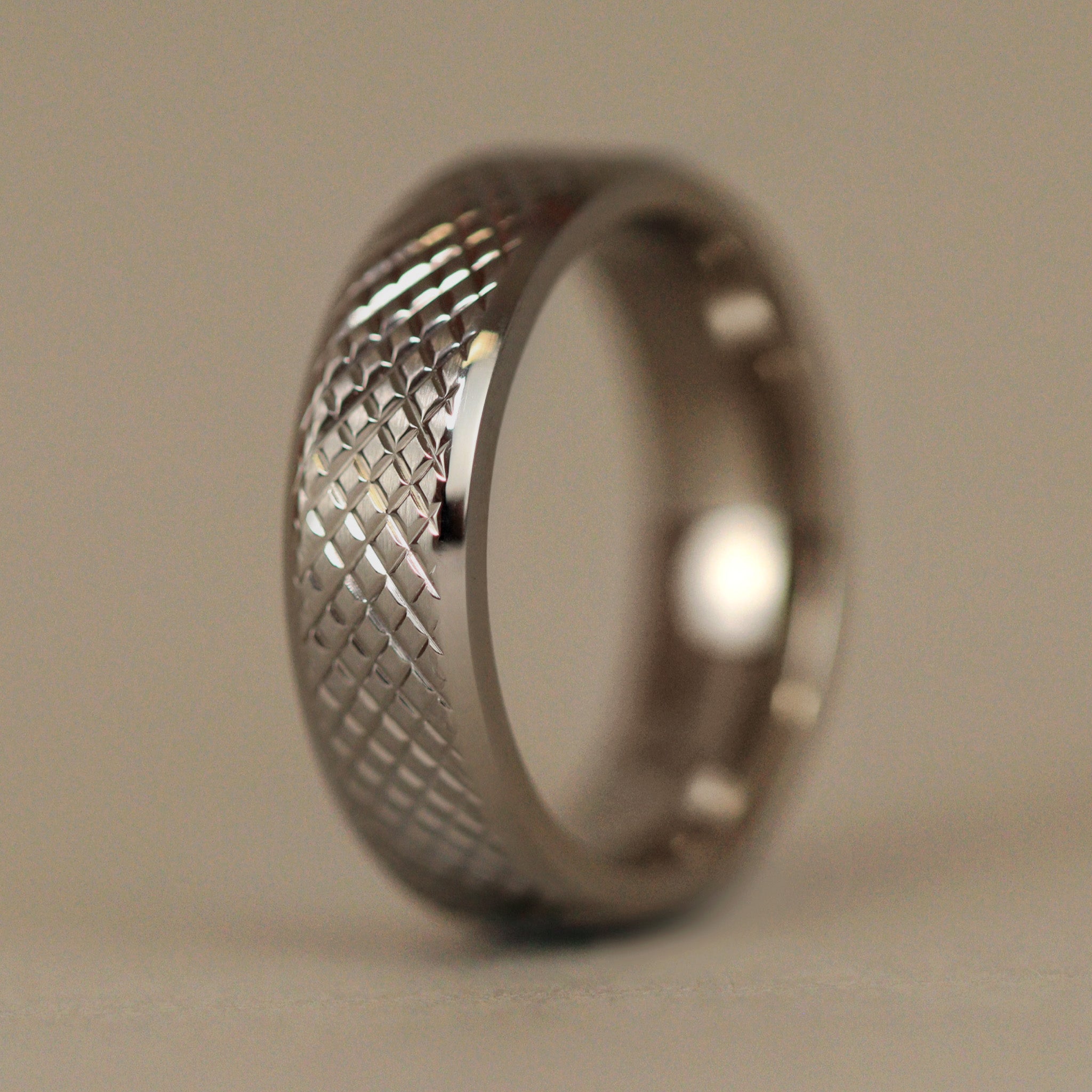 Knurled Effect Bevelled Edge Titanium Wedding Ring - The Park Hill Titanium Rings