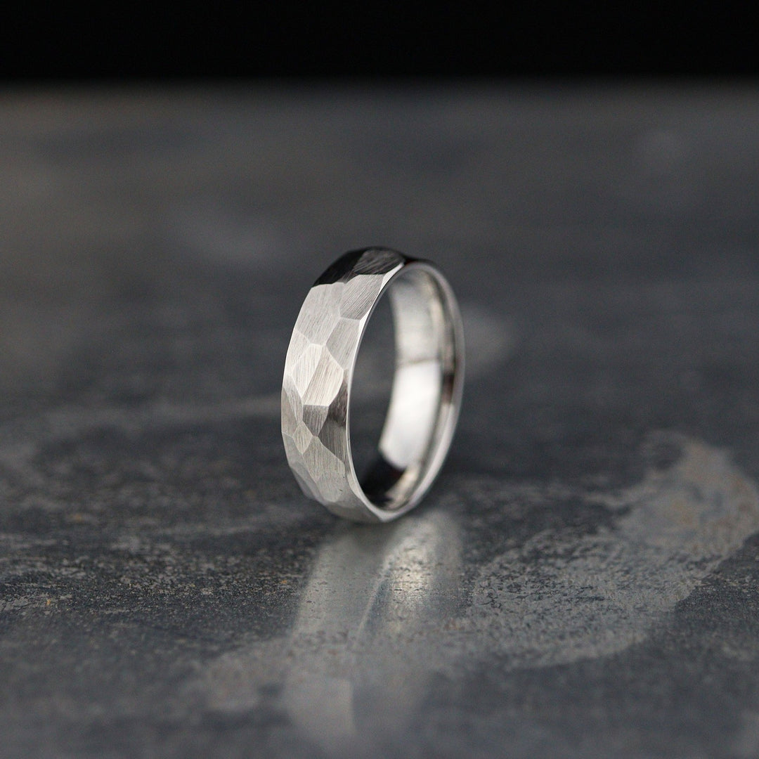 Hammered Effect Cobalt Wedding Ring - The Rivelin Valley