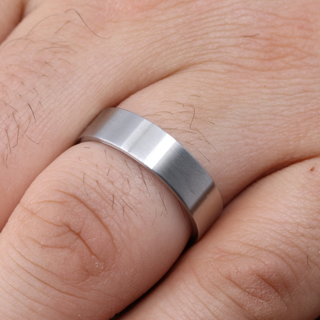 Stainless Steel Flat Brushed Wedding Ring - The Norfolk Stainless Steel Rings