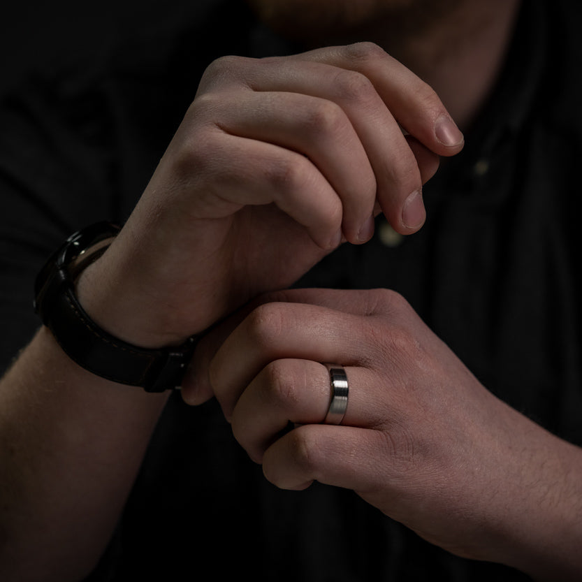 Titanium Bevelled Edge Wedding Ring - The Crookes Valley Titanium Rings