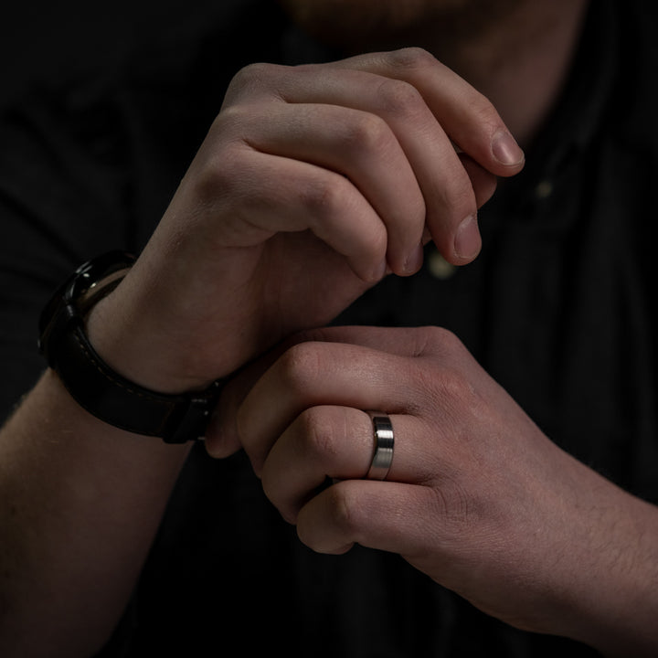 Titanium Bevelled Edge Wedding Ring - The Crookes Valley Titanium Rings