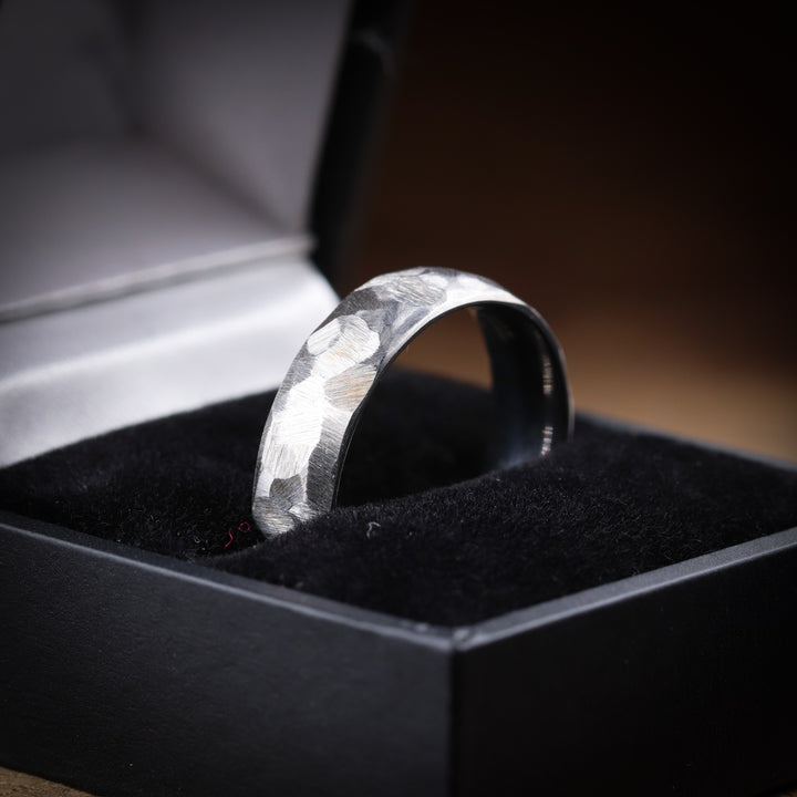 Stainless Steel Rough Hammered Effect Wedding Ring - The Bolehills Stainless Steel Rings