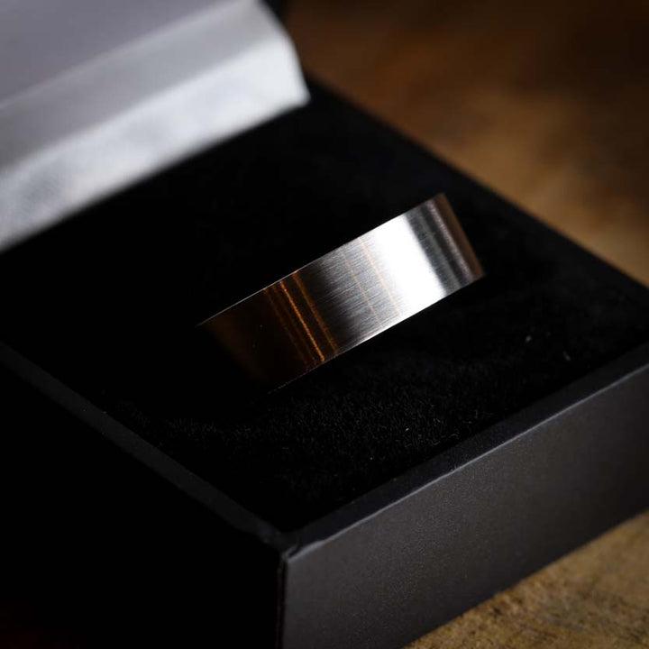 Stainless Steel Flat Brushed Wedding Ring - The Norfolk Stainless Steel Rings