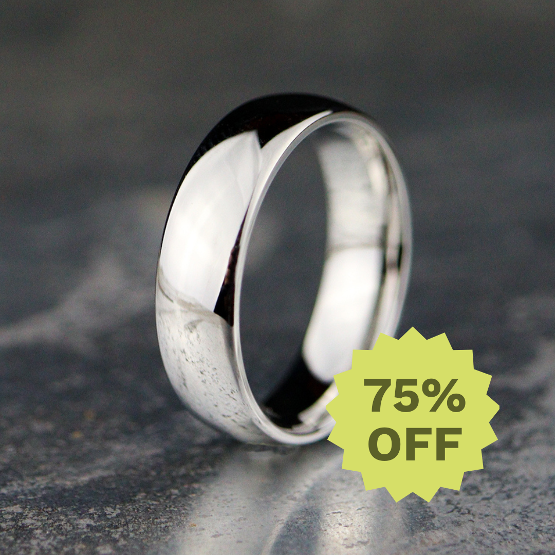 *SALE* Polished Court Shaped Cobalt Wedding Band - The Ruskin Green Ring Cobalt Rings
