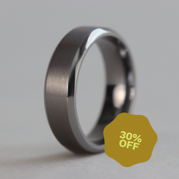 Tantalum Bevelled Edge Wedding Ring - The Crookes Valley