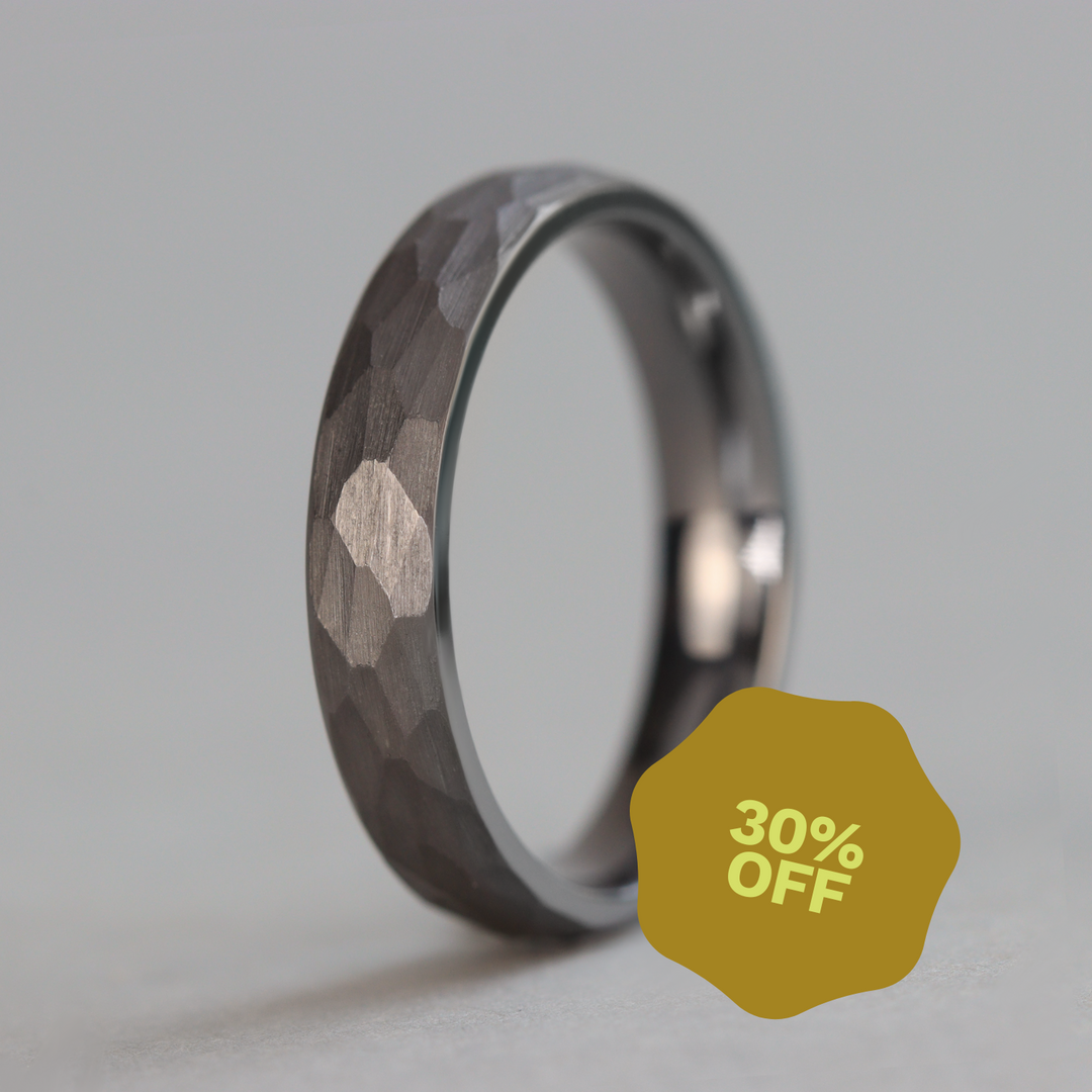 Tantalum Hammered Effect Wedding Ring - The Rivelin Valley