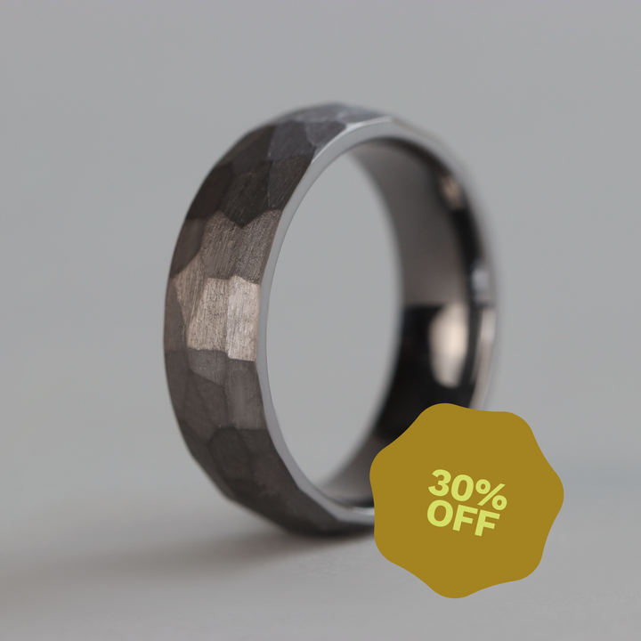 Tantalum Hammered Effect Wedding Ring - The Rivelin Valley