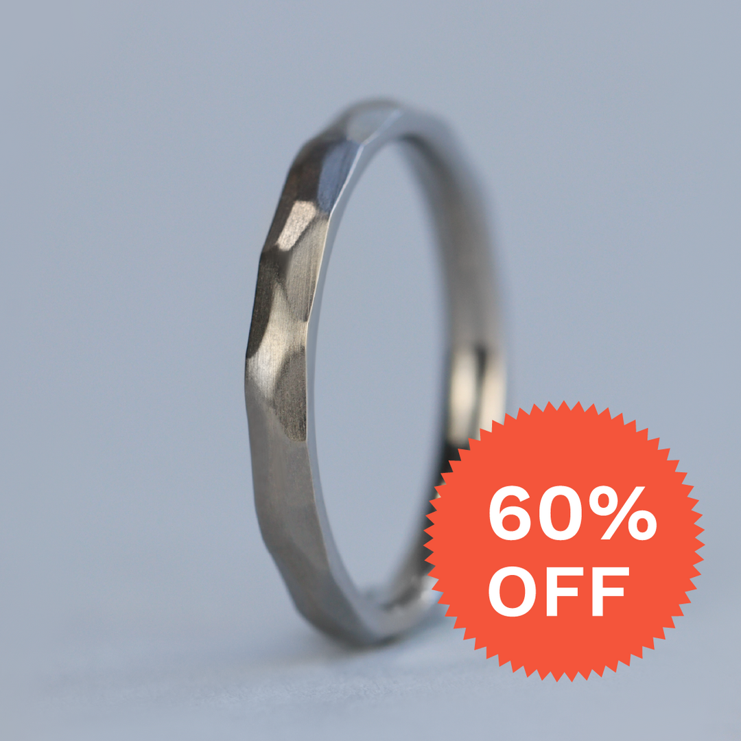 Slim Hammered Effect Stainless Steel Wedding Ring - The Beauchief Stainless Steel Rings