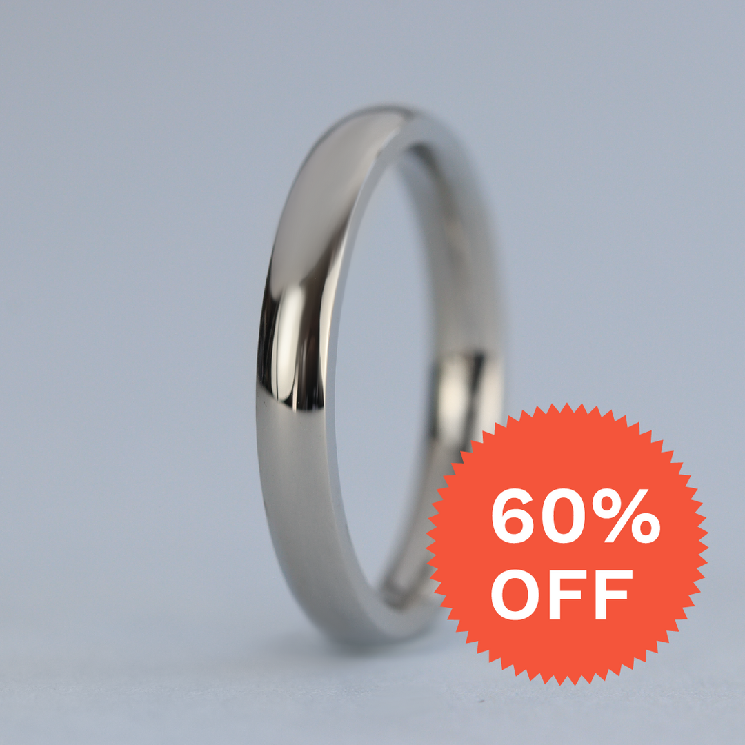Slim Polished Stainless Steel Wedding Ring - The Bingham Stainless Steel Rings