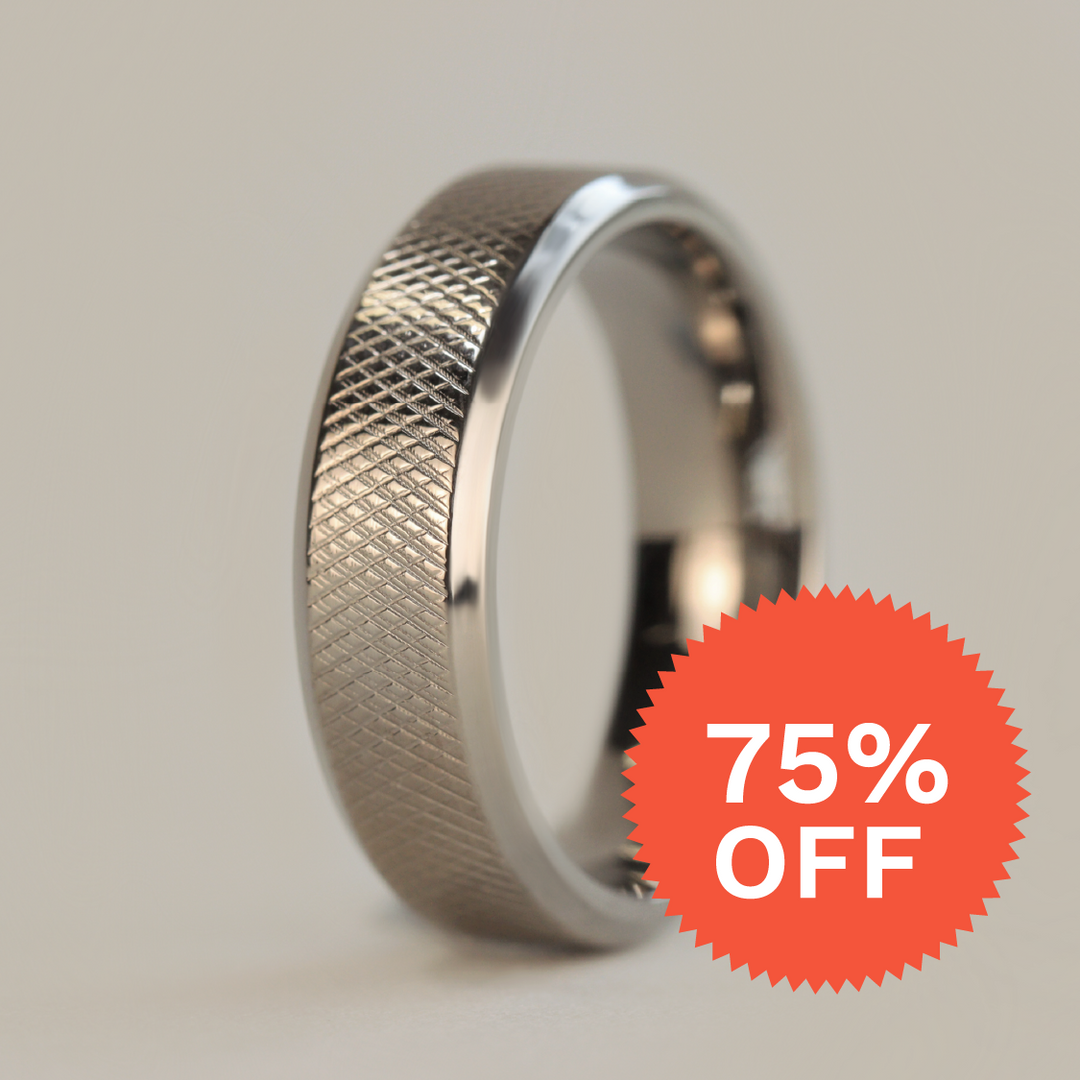 *End of Line* Knurled Effect Bevelled Edge Titanium Wedding Ring - The Wharncliffe Titanium Rings