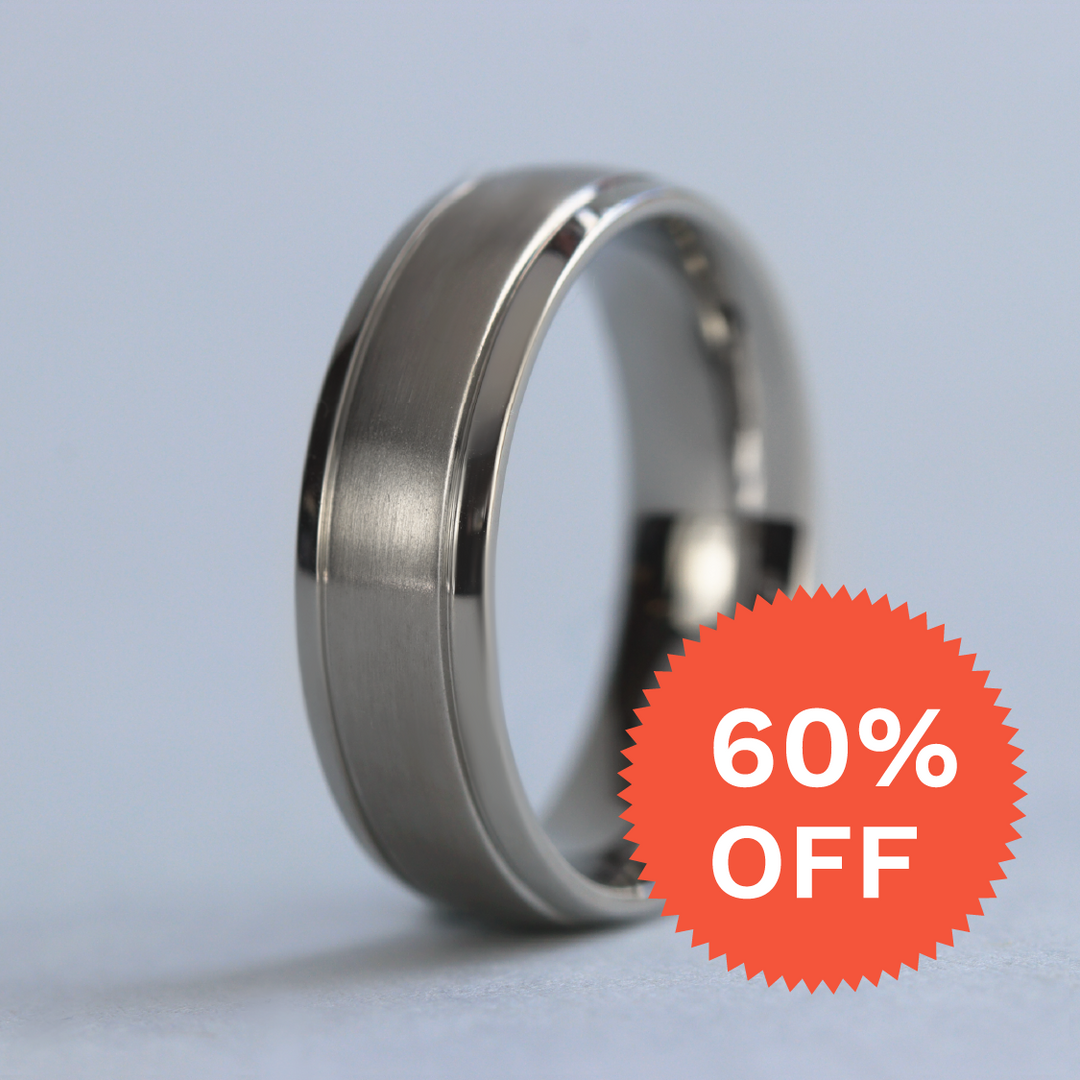 Two Engraved Lines Stainless Steel Wedding Ring - The Endcliffe Stainless Steel Rings