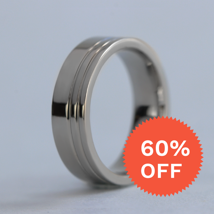 Two Asymmetric Engraved Lines Stainless Steel Ring - The Meersbrook Ring Stainless Steel Rings