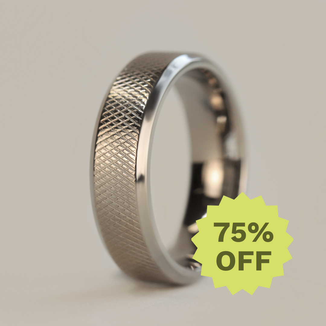 *End of Line* Knurled Effect Bevelled Edge Titanium Wedding Ring - The Wharncliffe Titanium Rings