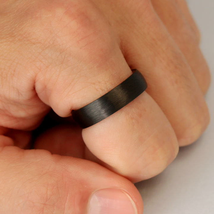 Titanium and Carbon Fibre Brushed Effect Wedding Ring - The Apex Titanium Rings