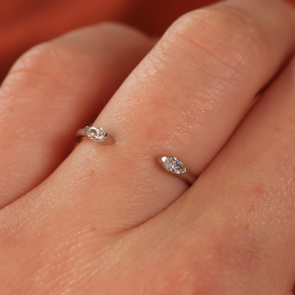 Athena - Marquise Diamond Set Cuff Women's Wedding Ring - Made-to-Order Jessica Flinn Wedding Rings