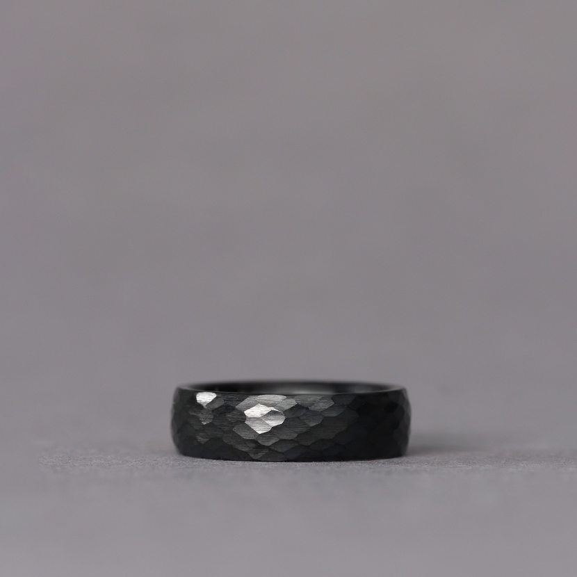 Hammered Effect Black Super Titanium Wedding Ring - Limited Edition - The Rivelin Valley Super Titanium Rings