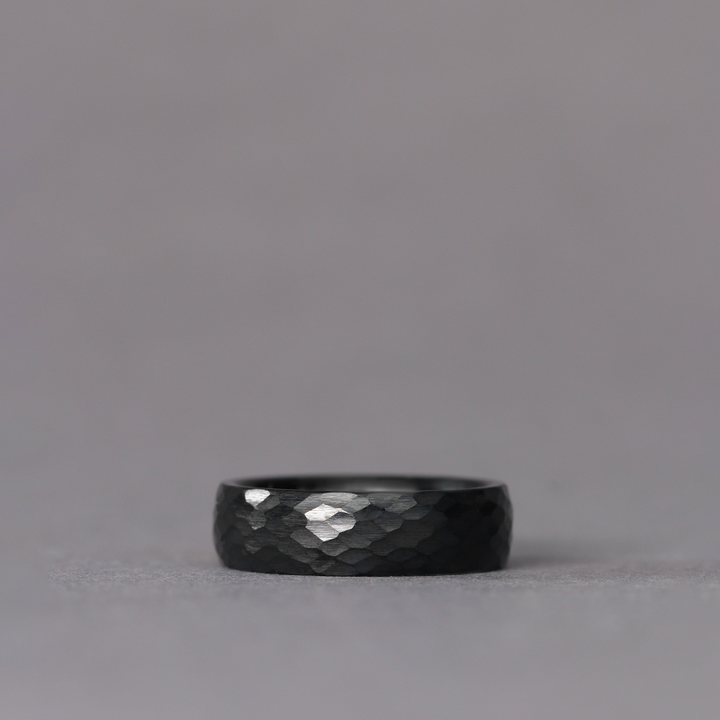 Hammered Effect Black Super Titanium Wedding Ring - Limited Edition - The Rivelin Valley Super Titanium Rings
