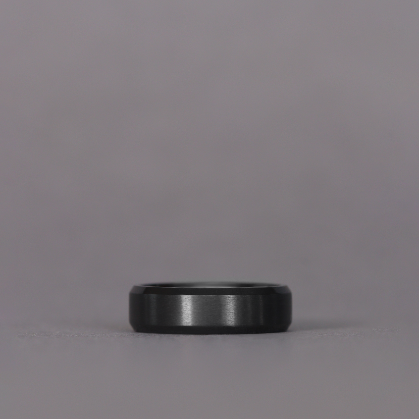 Bevelled Edge Black Zirconium Wedding Ring - The Crookes Valley Ring Black Zirconium Rings